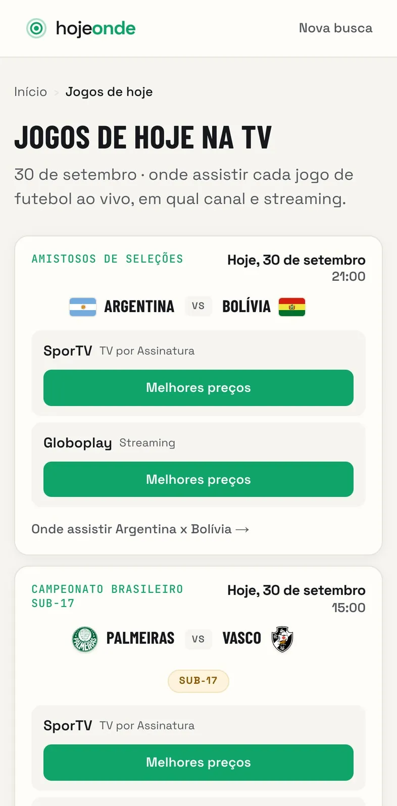 Site hojeonde aberto no celular